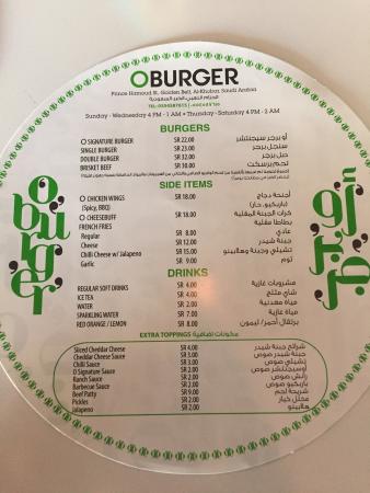 منيو مطعم أو برجر O Burger الخبر