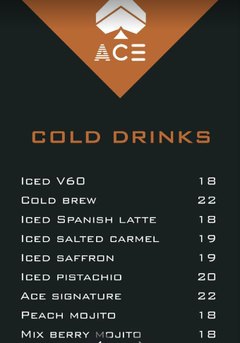 منيو كافيه اسي Ace Cafe 