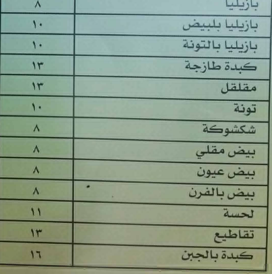 منيو مطعم فوال الطائف  